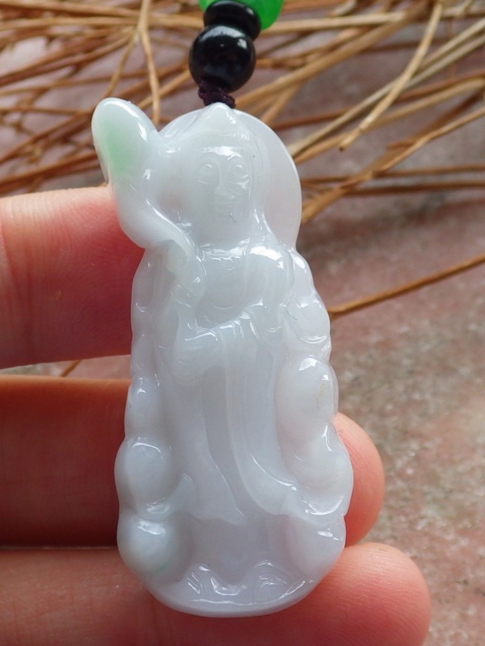 Certified Natural Burma A Jade Jadeite Guanyin Kwan yin Pendant Necklace